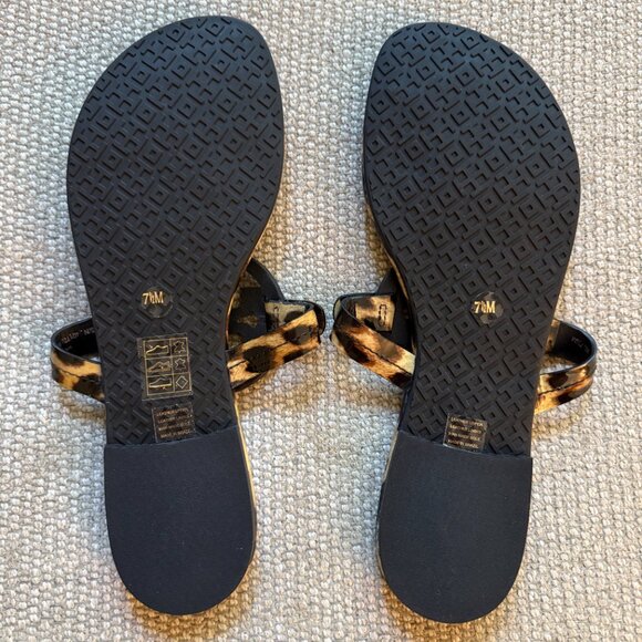 NWOB Tory Burch Miller Leopard Print Logo Flip Flops Thong Sandals - Size 7.5 - Picture 2 of 7
